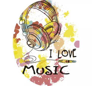 I LOVE MUSIC HEADPHONES musical sticker - TenStickers