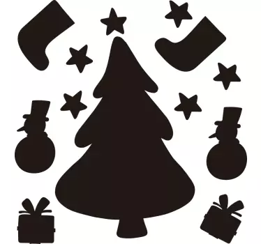 Christmas elements chalkboard sticker - TenStickers