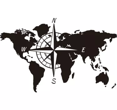 World map and compass campervan sticker - TenStickers