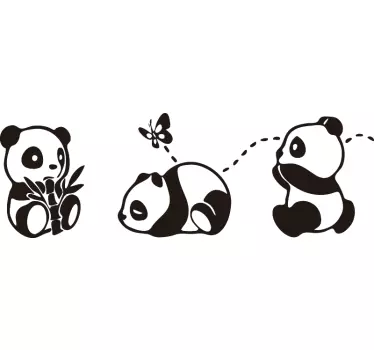Panda playing with butterfly wild animal sticker - TenStickers