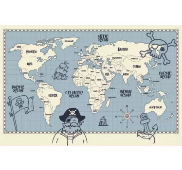 Pirate world map world map sticker - TenStickers