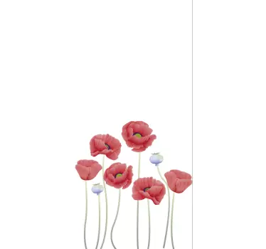 Shower screen of poppies window decal - TenStickers