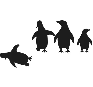 Joyful penguin clan door sticker - TenStickers