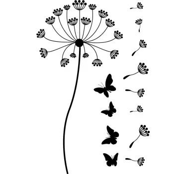 Dandelion and butterfly  flower wall decor - TenStickers