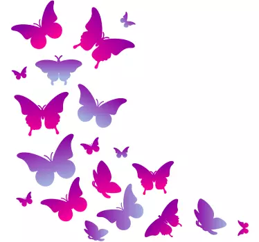 Set of purple flying butterfly wall sticker - TenStickers