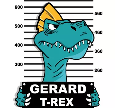 CUSTOMIZABLE T-REX MUGSHOT door sticker - TenStickers