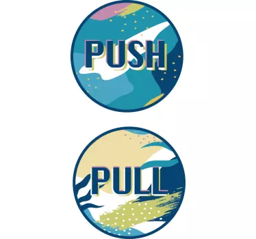 PUSH AND PULL SIGNAGE door sticker - TenStickers