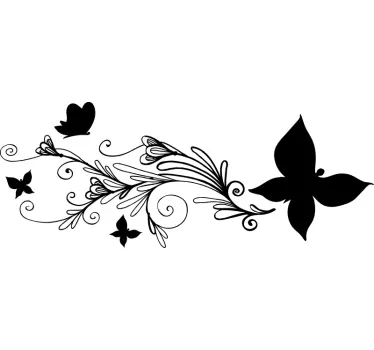 Flower and butterfly car decal - TenStickers