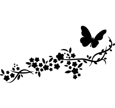 Butterfly and  flower wall decal - TenStickers