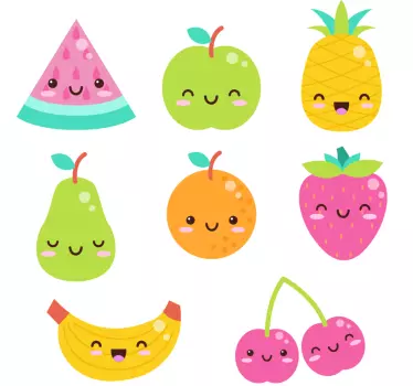 8 cute fruits pack fruit wall sticker - TenStickers