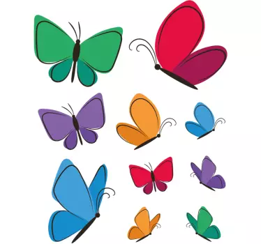 Butterfly wall sticker vibrant butterfly assortment - TenStickers