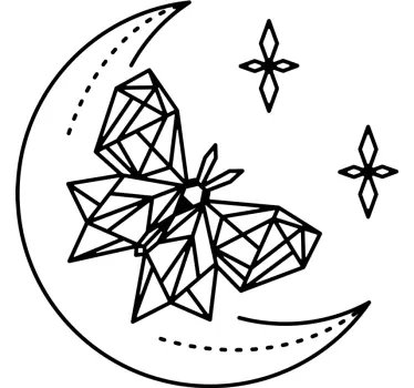 Geometric moon butterfly wall sticker - TenStickers