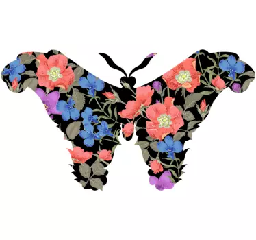 Butterfly wall sticker floral butterfly shape - TenStickers