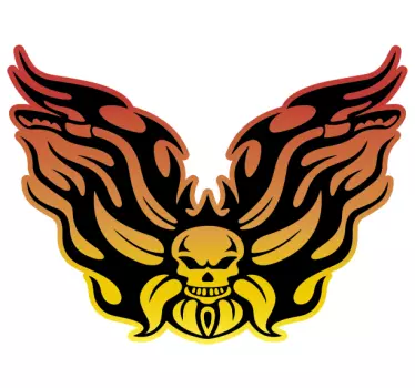 Motorcycle decals flaming skull wings - TenStickers