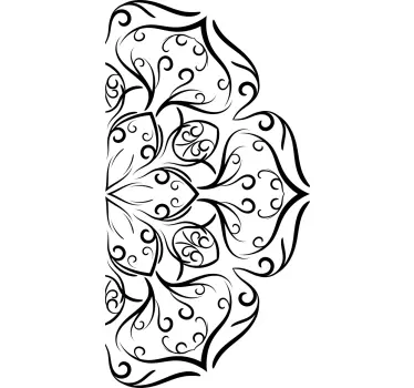 Ornamental half mandala flower design shower screen sticker - TenStickers