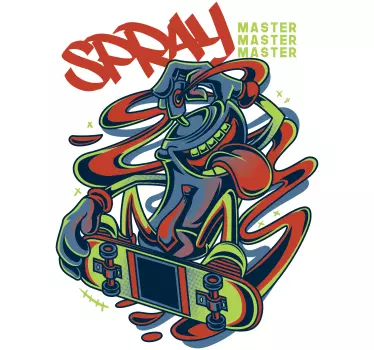 Skateboard graffiti character wall sticker - TenStickers