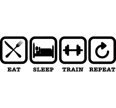 Eat, sleep, train, repeat fitness inspirational quote stickers - TenStickers
