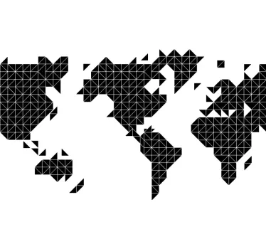 geometric triangles world map wall sticker - TenStickers