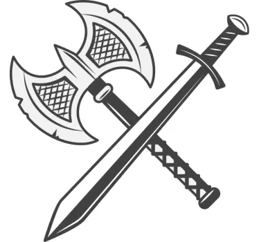 Wall sticker crossed sword and axe - TenStickers