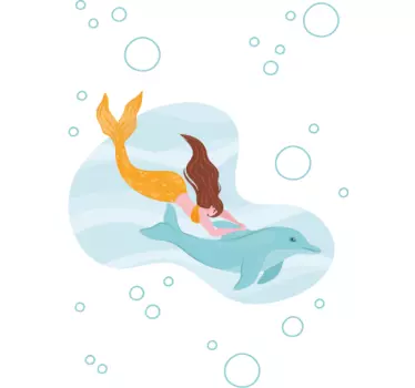 Shower screen sticker mermaid dolphin adventure - TenStickers