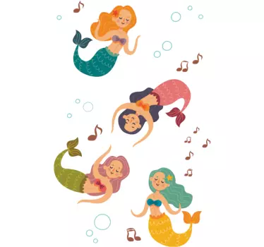 Shower screen sticker mermaids swimming playfully - TenStickers