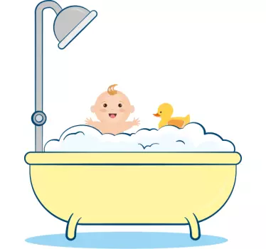 Shower screen sticker cute baby bathtime - TenStickers