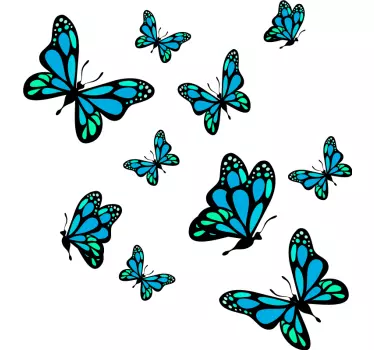 Colorful Butterfly Collection wall decal for living room - TenStickers