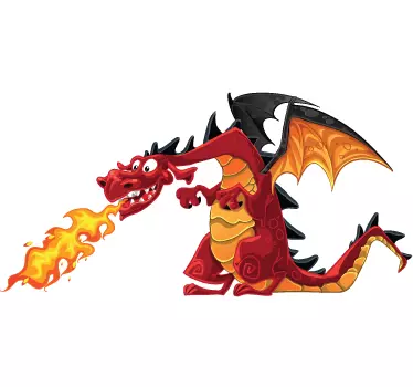 Fire breathing dragon dinosaur wall sticker - TenStickers