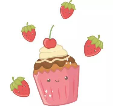 Cuisine wall sticker cute cupcake design - TenStickers