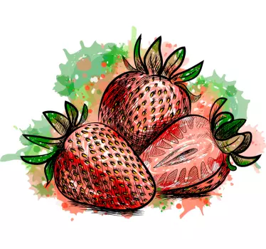 Fruit sticker vibrant strawberry trio - TenStickers
