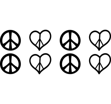Peace sign hearts wall decor - TenStickers