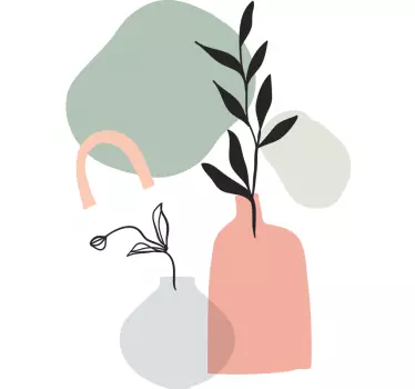 minimalistic colored leaves decals for furniture - TenStickers