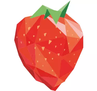 Strawberry red polygon wall art sticker for living room - TenStickers