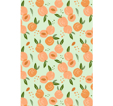Peaches on a green background fridge decal - TenStickers