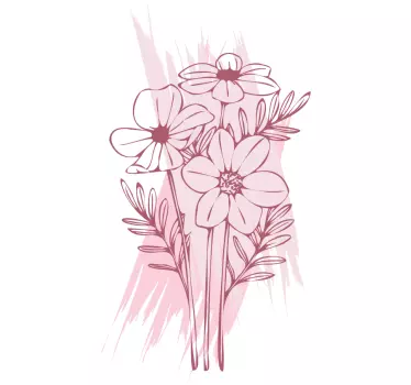 Floral minimalist design door sticker - TenStickers
