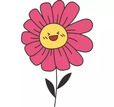 Door sticker smiling flower illustration - TenStickers