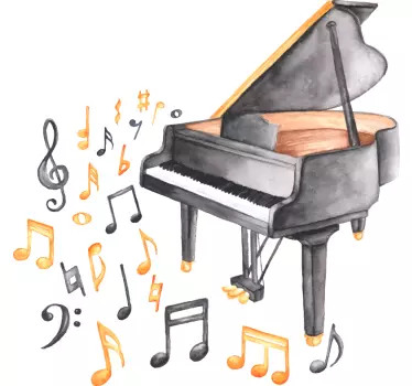 Musical sticker piano with notes - TenStickers