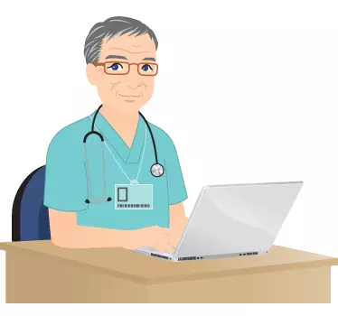Doctor with Laptop Wall Sticker - TenStickers