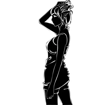 Girl Hair Hold Up Wall Sticker - TenStickers