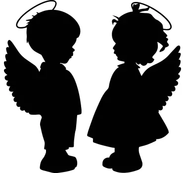 Chalkboard sticker angel silhouette pair - TenStickers