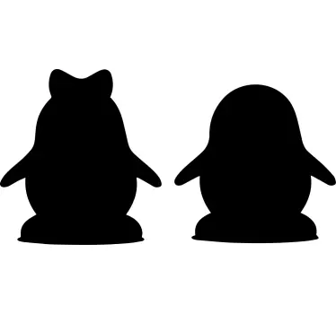 Chalkboard sticker playful penguin figures - TenStickers