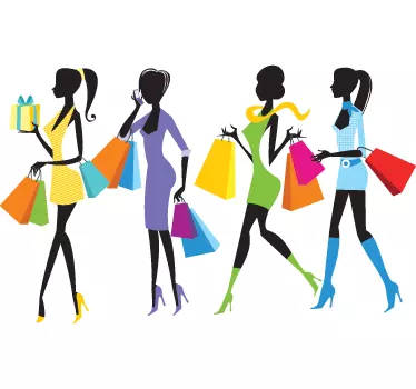 Girls Shopping Wall Sticker - TenStickers