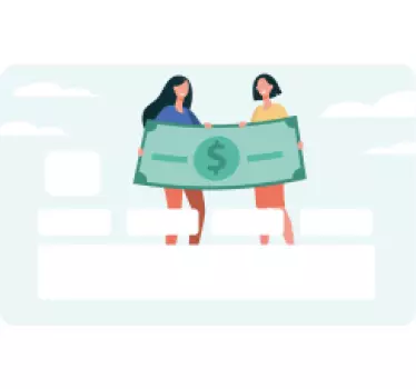 Credit card sticker two women holding cash - TenStickers