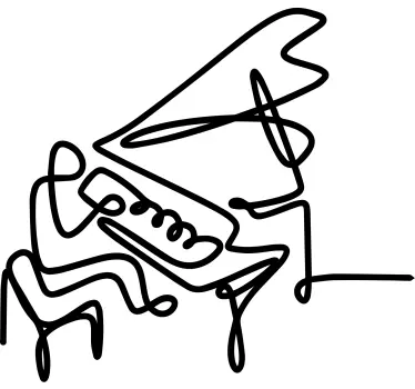 Piano Line Art musical sticker - TenStickers