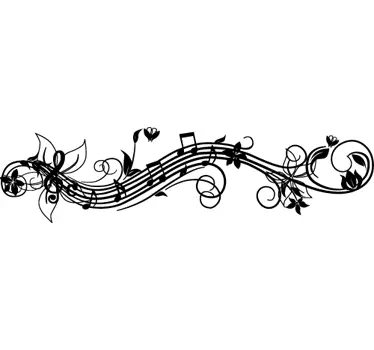 Musical Flowers Living Room Wall Sticker - TenStickers