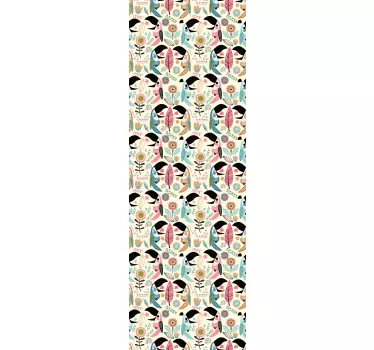 Whimsical Bird Patterns shower screen sticker - TenStickers