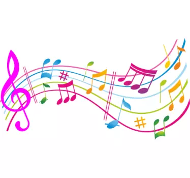 Coloured Musical Notes - TenStickers