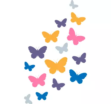Colorful flying upwards butterfly wall sticker - TenStickers