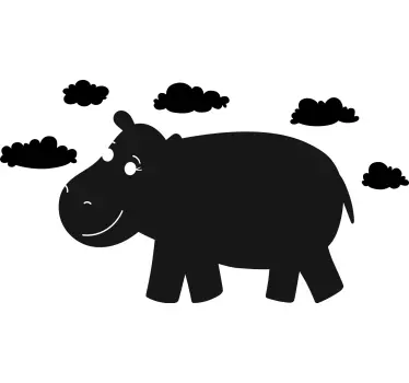 Cute Hippo Design chalkboard sticker - TenStickers