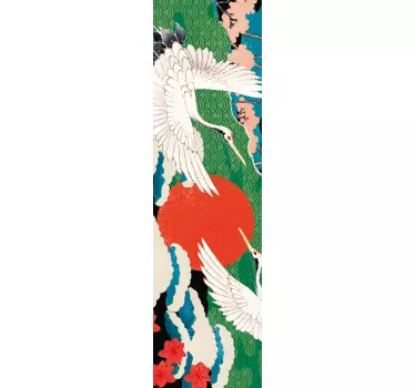 Cranes under rising sun scooter sticker - TenStickers
